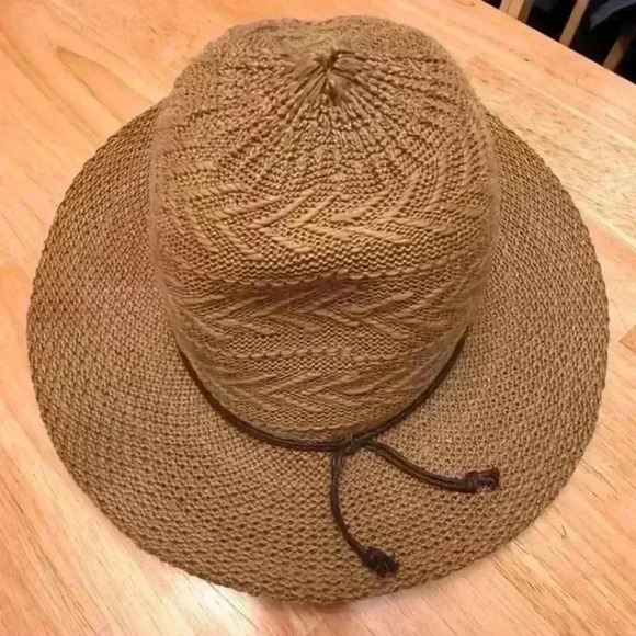 Scala Accessories - Scala Pronto Woven Floppy Hat with Thin Brown Hatband